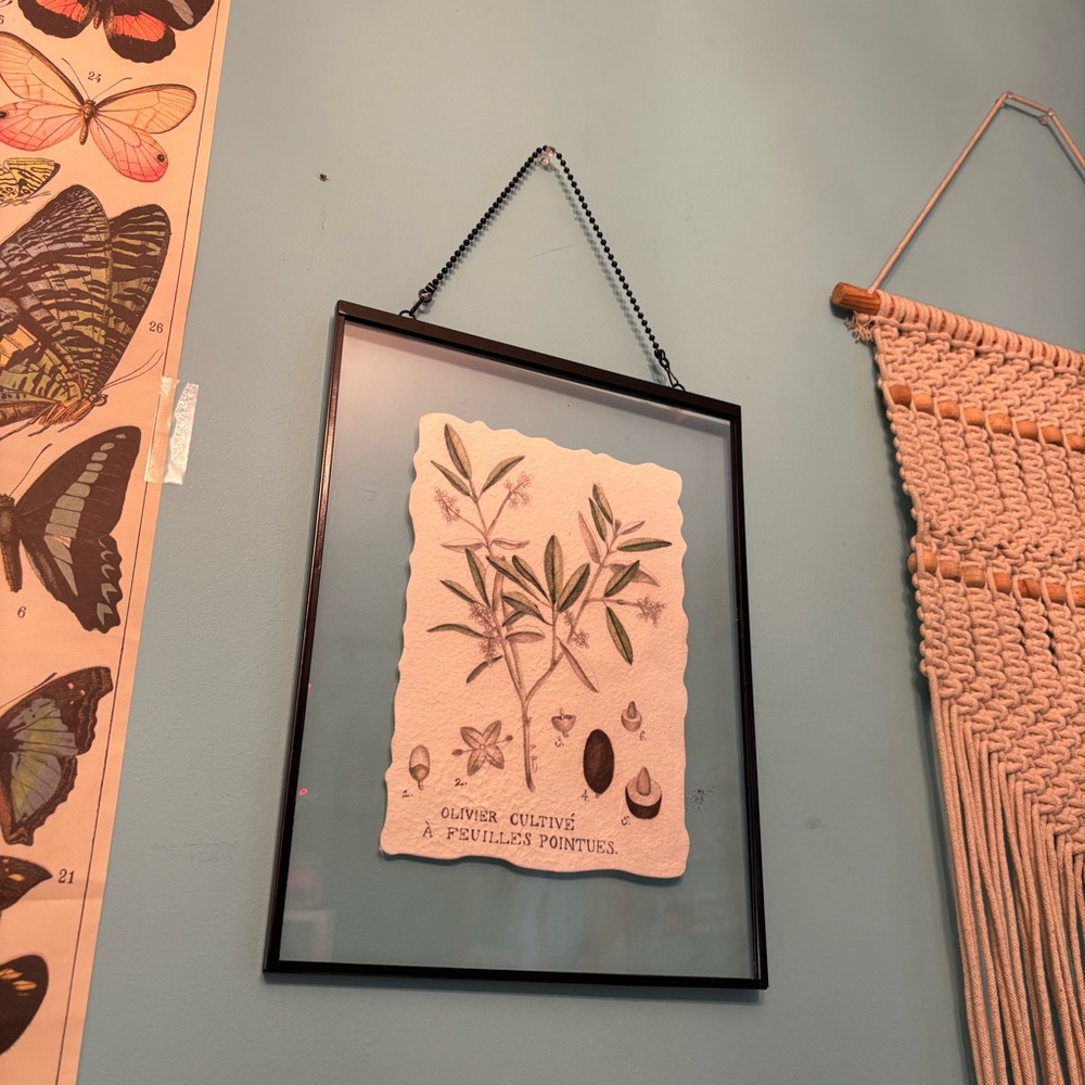Botanical Olive Print Wall Art - Black Frame